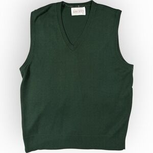 Vintage Lord‎ Jeff Sweater Vest Mens XL Green Golf V Neck Preppy USA MADE